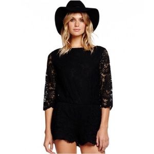 Michael Stars Romper Black Lace 3/4 Sleeve Size XS